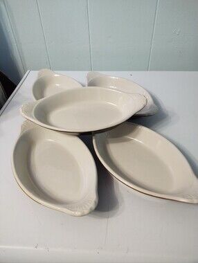 5 Vintage Hall China Au Gratin Ceramic Oval Baking Dishes
